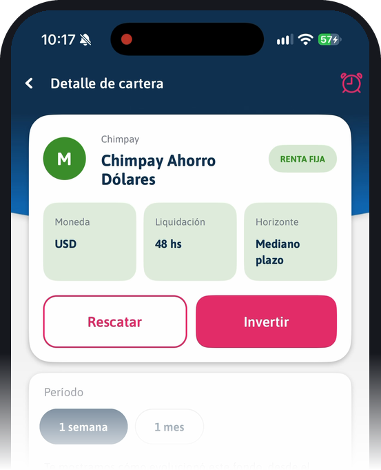 Chimpay Ahorro en Dólares dentro de la app